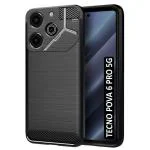 Fashionury Back Cover Case for Tecno Pova 6 Pro 5G | Rugged Armor Hybrid Protection Shockproof Bumper | Ultimate Rubber Stylish Back Case Cover for Tecno Pova 6 Pro 5G (Black)