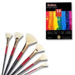 KAMAL High Quality Panels Hog Hair Fan Brush with Canvash Pad