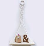 Vah White Wooden Macrame Chain Floating Wall Shelf