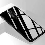 JOBINKA (Glass Back Oneplus 7T Pro Black) Luxurious Toughened Glass Back Case with Shockproof TPU Bumper Case Cover for Oneplus 7T Pro / 1+7T Pro (Black)