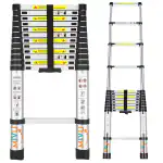 Mivu 5m (16 feet) Portable & Compact Aluminium Telescopic Ladder | Portable & Compact | Lightweight Height Adjustable Multipurpose Telescopic Ladder for Home & Outdoor use (13steps - 5m)