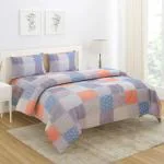 HOKIPO Quilt Comforter Bedding Set, 220 GSM, AC Blanket, Reversible Microfibre Duvet Double Bed Size with 1 Bedsheet and 2 Pillow Cover (IN-562-D6)