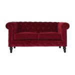ARTISAN FURNITURE Wine Red Velvet Chesterfield Sofa 150x80x76 cm.