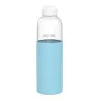 Rioware Riobuzz Borosilicate Glass Water Bottle with Silicone Sleeve (550ml) | Airtight lid | Leak Proof | Silicon Cap | Fridge Water Bottles for Home, Office & Gym -Pack of 01(Blue)