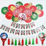 My Party Suppliers Xmas Decorations Kit - Christmas Tree Balloon, Snaownman Balloon, Santa Balloon, Merry Christmas Letter Balloon, Christmas Latex Balloon, Xmas Balloon