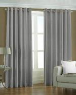 Modern Fab Gray Polyester, Polyester Blend Designer Long Crush Window Curtain - 4 X 7 (Pack Of 2)