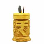 Vasu Creation Wooden Rupee Pen Stand For Office, Library, Study Table, Home Décor, And Gift