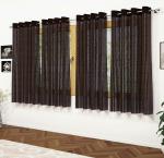 Shine Creations Brown Tissue Self-Design Transparent Window Curtain 122 cm x 152 cm - Pack Of 4