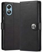 Mobiclonics Button Flip Cover for Oppo A17 - Black