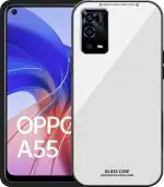 Zybux Oppo A55(4G) White Glass and Silicon Mobile Back Cover