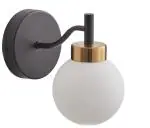 SINOMAN Bedside Metal Wall Light Lamp with Glass Shade for Bedroom, Living Room Modern, Restaurant, Kitchen or for Home Decoration. (Doom Glass (Black & Gold), with Bulb)