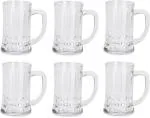 Verma Glass Attractive Beer Mug, 410 Ml (Pack of 6)
