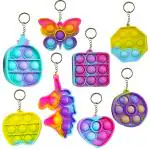 Party Propz Rubber Pop It Keychain Rainbow Fidget Toys (Set Of 6)