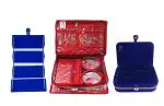 atorakushon Combo Maroon 2 Bangle Chain Necklace Jewelry Pouch with Blue Ring Earring Box Satin Wardrobe Organizer Jewellery Vanity Box
