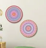 SAF Round Shaped Mandala Art MDF Wall Painting for Living Room,Office And Bedroom Pack of 2 (Multicolor)