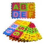 Humaira Mini Puzzle Eva Foam Mat, Interlocking Alphabet and Number Mat for Kids, 36 Pcs (4x4 Inch)