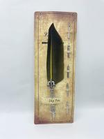 GOLD LEAF Feather Dip Fountain Pen Natural Feather Quill Pen Set Dip Pen and 5pcs Extra Stainless Steel Nibs (Dark green)