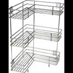 DEVRSHREE L Corner Shape Stand Triple Layer 3-Tier Stainless Steel Multipurpose Storage Rack/Shelf Rack for Dish Kitchen & Bathroom Polished Steel Finish 3 L Corner