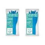 INSIME Heavy duty rubber gloves for clothes washing & kitchen cleaning for women - Premium Long hand gloves for dish washing, Household rubber gloves for bathroom cleaning reusable gloves (Pack of 2)