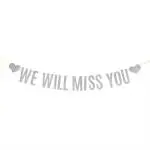 Festiko Silver Glitter We Will Miss You Banner Farewell Party Bon Voyage Retirement Party Decorations