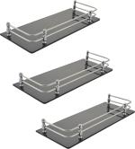 Flaner 12 X 6 Inch Acrylic Wall Shelf/Bathroom Shelf/Kitchen Shelf Acrylic, Stainless Steel Wall Shelf (No. Of Shelves - 3, Black)