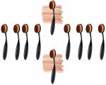 Bingeable Black Oval Professional Makeup Brushes Set Soft Synthetic Multi Purpose
