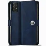 Fastship SAMSUNG Galaxy A13 (4G LTE) Flip Cover | Full Body Protection | Inside Pockets & Stand | Wallet Stylish Button Magnetic Closure Book Cover Leather Flip Case for SAMSUNG Galaxy A13 (4G LTE) - Blue