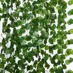 Bs Amor Green Artificial Plant Leaf Creeper Greenery Bail Wall Hanging (Pack Of 8 Strings)