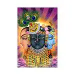 Dharvika Innovations Vinyl Shrinathji Yamunaji Mahaprabhuji Sparkle Coated Poster - 24 X 36 Inch