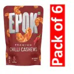 EPOK Dry Roasted Cashew | Chilli Cashew| Rich in Protein | Healthy & Tasty Dry Fruit | Since 1958 | 1.2kg ( 200g x 6 )