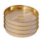 Shiv Shakti Arts Silver Touch Khomcha Design Brass Dinner Plate 28 cm (4 pcs) (SSA-C-1-3196-4)