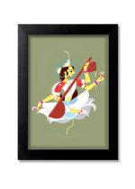 Blue Nexus Religious Saraswati Wall Poster with Wall Frame Room Art Painting Collection A4 size 10x13