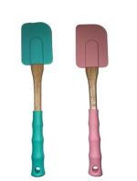 BLESS KRAFT Cooking Silicone Spatula Set with Wooden Handle Heat Resistant Non-Stick Silicon Spatulas Wooden for Cake Mixer Baking & Mixing Home Kitchen Tools Pack of 2