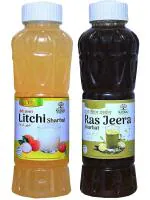 Natraj The Right Choice Litchi Sharbat and RasJeera Sharbat Syrup - (750 X 2= 1500ml) (Pack of 2)