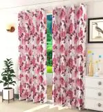 Homefab India 152.4 cm (5 ft) Polyester Window Curtain (Pack Of 2) (Floral, Maroon)