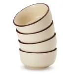 Bodhi House Handmade Ceramic Dinner Bowl/Katori 3.9 Inches, Set of 4 -170 Ml | (Dishwasher and Microwave Safe) | Off White