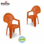 MAHARAJA Mickey Plastic Chair for Kids Set of 2 | Strong Durable & Portable Study Chairs |Stackable School Chair (Orange)