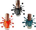Orimes Longest Lasting Ever Nail Polish with Aero Space, Black, Turquoise Atrangi Color(Pack Of 3)