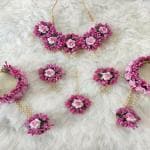 HASTSHILP Home Purple Flower Fabric Handmade Jewellery for Haldi, Baby Shower, Mehndi, Godbharai Set For Women/Girls. Floral Jewellery Set, Jewellery Gift