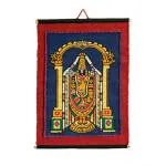 VARUNAVI Handloom Tirumala Tirupati Balaji Venkateswara Cotton Wall Hanging Tapestry Decor (Medium) 20 X 28 inch