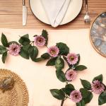 DULI Artificial Daisy Flower Creeper Hanging Vine Garland with Leaves for Home Decoration 7.5Feet