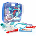 Aditi Toys Premium Doctor Set Briefcase for Kids, Doctor Set with LED Light Instruments, Pretend Play Doctor Set for Kids Above 3 Years, 9 Piece Doctor Kit for Boys & Girls, BIS Approved. (Transparent Briefcase Blue Instruments)
