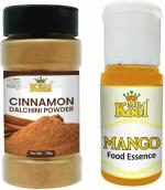 Mr.Kool Natural Cinnamon (Dalchini) Powder Premium Quality 50gm and Food Essence Of Mango 20ml.