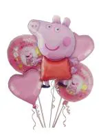 AmazingXperience. com Printed Peppa Pig Theme Decorations Foil Balloons Set - Pack of 5