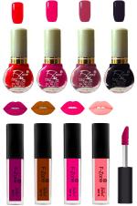 OUR BEAUTY High Quality Nail Polish And Kiss Proof Matte Liquid Lipstick Set 189 (Set Of 8)