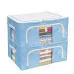 ELITEHOME 44L Clothes Organizer, Saree Cover, Garment Cover for Blanket, Bedsheet Set of 2 (Blue)