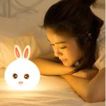 NIJANAM Rabbit Silicone Touch Sensor Colour Changing Breathing LED Night Light Lamp Rabbit Colorful Silicone Lamp Creative Mini LED Pat Sleeping Light Gift Décor