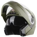 Steelbird SBA-7 7Wings ISI Certified Flip-Up Helmet for Men and Women with Inner Smoke Sun Shield (X-Large 620 MM, Dashing Battle Green), Thermoplastic