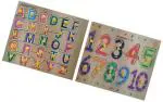 Childgossip High Quality Combo ABCD+123 Puzzles for Kids Educational board Knobs Educational (Multicolor)