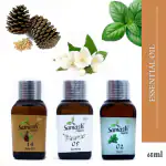 Samazh Organic Pine & Jasmine & Basil Essential Oil, 100% Pure & Natural COMBO (60 ml)